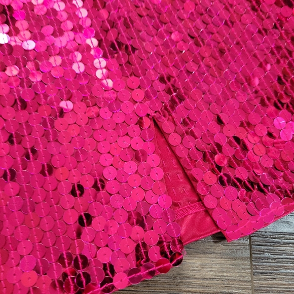 VINTAGE Pink Sequin Mini Dress SIZE 4 - Picture 4 of 6